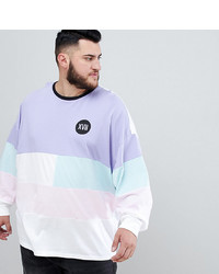 ASOS DESIGN Plus Oversized Long Sleeve T Shirt With Pastel Colour Block And Numerals Chest Print