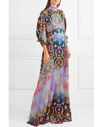 Peter Pilotto Floral Print Hammered Silk Gown