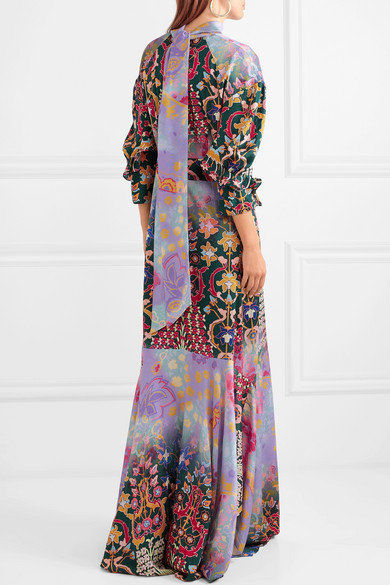 Peter Pilotto Floral Print Hammered Silk Gown, $1,542 | NET-A-PORTER ...