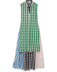 Thom Browne Paneled Gingham Cotton Maxi Dress