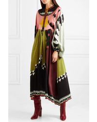 Etro Printed Satin Midi Dress