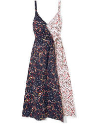 Rosie Assoulin Thats A Wrap Marbled Cotton Blend Poplin Wrap Dress