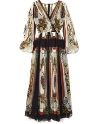 Dolce & Gabbana Wrap Effect Printed Silk Chiffon Maxi Dress