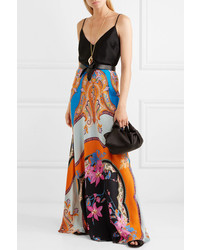 Etro Floral Print Satin Maxi Skirt