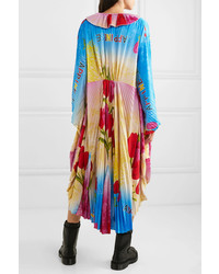 Vetements Pleated Printed Satin Jersey Dress