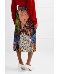 Rosie Assoulin Printed Cotton Velvet Midi Skirt