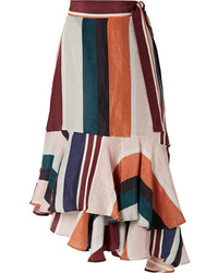 Apiece Apart Rosita Striped Linen And Wrap Skirt