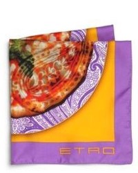 Etro Silk Pasta Print Pocket Square