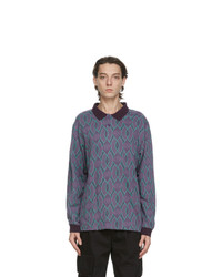 thisisneverthat Purple And Green Aztec Long Sleeve Polo