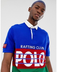 Polo Ralph Lauren Hi Tech Capsule Classic Over Sized Fit Colour Block Pique Polo In Blue Multi