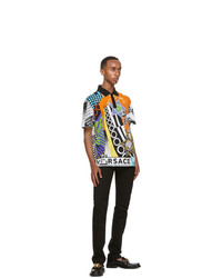 Versace Multicolor Collage Print Taylor Fit Polo
