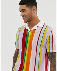 ASOS DESIGN Organic Cotton Relaxed Polo With Revere Collar With Vertical Stripe