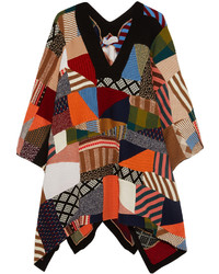 Chloé Patchwork Wool And Silk Blend Poncho