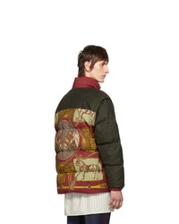 Gucci Red And Green Down Baroque Gillet Jacket