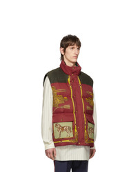 Gucci Red And Green Down Baroque Gillet Jacket
