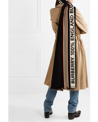 Burberry Fringed Intarsia Ribbed Cotton Scarf