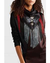 Alexander McQueen Fringed Printed Jacquard Scarf