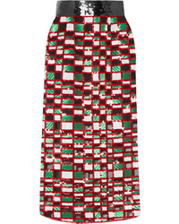 Multi colored Print Sequin Pencil Skirt