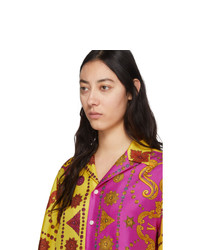 Versace Yellow And Pink Barocco Western Shirt