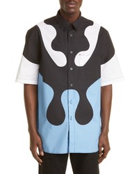 Burberry Abstract Print Short Sleeve Shirt In Blue Ip Pat At Nordstrom