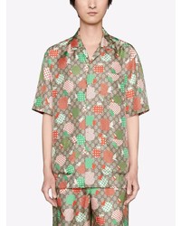Gucci Apple Print Short Sleeve Shirt