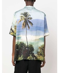 BLUE SKY INN Beach Print Logo Embroidered Shirt
