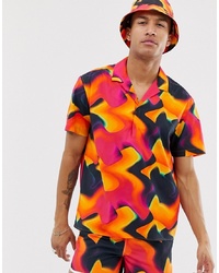 ASOS DESIGN Co Ord Relaxed Overhead Shirt In Warped Ombre Print