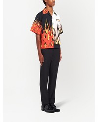 Prada Double Match Flames Print Shirt