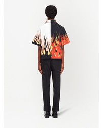 Prada Double Match Flames Print Shirt