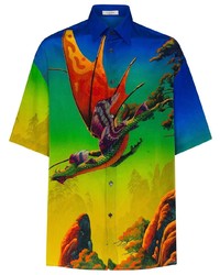 Valentino Dragon At Dawn Graphic Print Silk Shirt