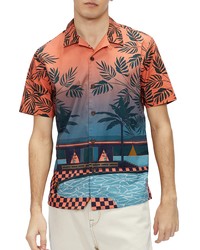 Ted Baker London Fit Pool Print Short Sleeve Button Up Shirt