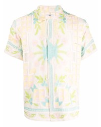 Bode Floral Embroidered Mesh Shirt