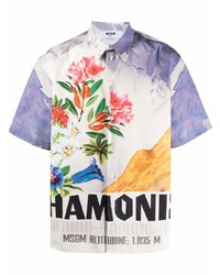 MSGM Floral Print Short Sleeves Shirt