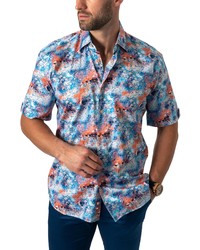 Maceoo Galileo Bodycells Short Sleeve Button Up Shirt In Blue At Nordstrom