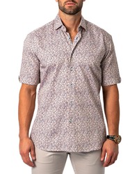 Maceoo Galileo Cletine Short Sleeve Button Up Shirt In Brown At Nordstrom