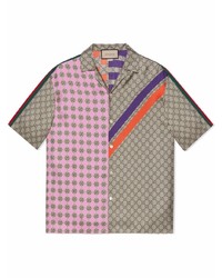 Gucci Gg Print Geometric Bowling Shirt