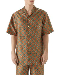 Gucci Gg Spots Silk Shantung Bowling Shirt