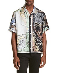 Givenchy Icarus Print Button Up Silk Camp Shirt