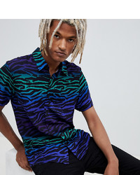 Reclaimed Vintage Inspired Animal Ombre Zebra Print Short Sleeve Shirt