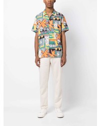 YMC Malick Graphic Print Cotton Shirt