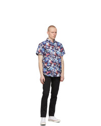 Naked and Famous Denim Multicolor Abstract Flower Easy Short Sleeve Shirt