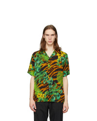 VERSACE JEANS COUTURE Multicolor Tiger And Palm Short Sleeve Shirt