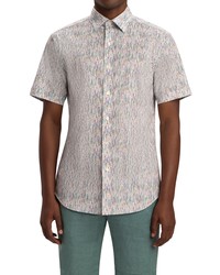 Bugatchi Orson Short Sleeve Stretch Cotton Button Up Shirt In Celadon At Nordstrom