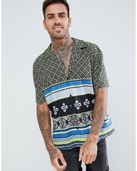 ASOS DESIGN Oversized Geo Print Shirt With Stripe