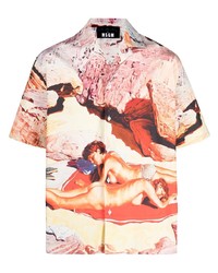 MSGM Painterly Style Printed Shirt
