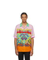VERSACE JEANS COUTURE Pink Paisley Fantasy Short Sleeve Shirt
