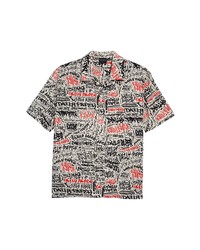 DAILY PAPE R Movan Short Sleeve Cotton Button Up Shirt In Redblack Tag At Nordstrom