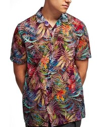 Topman Rainbow Palm Print Shirt