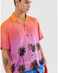 ASOS DESIGN Relaxed Shirt In Palm Print With Gems