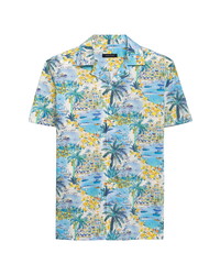 Bugatchi Resort Scene Print Short Sleeve Button Up Camp Shirt